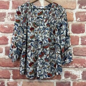 Anthropologie DR2 Daniel Rainn Women's Medium Multicolor Boho Floral Shirt
